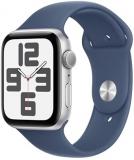 Apple Watch SE (2nd Gen) GPS 44mm Smartwatch with Silver Aluminium Case with Denim Sport Band - S/M....