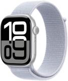 Apple Watch Series 10 GPS + Cellular 46 mm Smartwatch with Silver Aluminium Case with Blue Cloud Sport Loop - One Size. Fitness Tracker, ECG App, Always-On Retina Display, Carbon Neutral