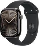 Apple Watch Series 10 GPS + Cellular 46 mm Smartwatch with Slate Titanium Case with Black Sport Band - S/M. Fitness Tracker, ECG App, Always-On Retina Display, Water Resistant